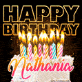 Nathania - Animated Happy Birthday Cake GIF Image for WhatsApp