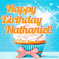 Happy Birthday, Nathaniel! Elegant cupcake with a sparkler.