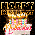Nathaniel - Animated Happy Birthday Cake GIF for WhatsApp
