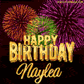 Wishing You A Happy Birthday, Naylea! Best fireworks GIF animated greeting card.