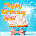Happy Birthday, Neil! Elegant cupcake with a sparkler.