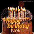 Chocolate Happy Birthday Cake for Neko (GIF)