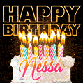 Nessa - Animated Happy Birthday Cake GIF Image for WhatsApp