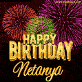 Wishing You A Happy Birthday, Netanya! Best fireworks GIF animated greeting card.