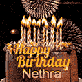 Chocolate Happy Birthday Cake for Nethra (GIF)