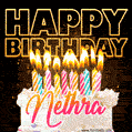 Nethra - Animated Happy Birthday Cake GIF Image for WhatsApp