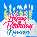 Happy Birthday GIF for Nevaan with Birthday Cake and Lit Candles