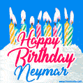 Happy Birthday GIF for Neymar with Birthday Cake and Lit Candles