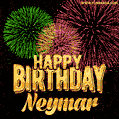 Wishing You A Happy Birthday, Neymar! Best fireworks GIF animated greeting card.