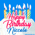 Happy Birthday GIF for Niccolo with Birthday Cake and Lit Candles