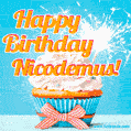 Happy Birthday, Nicodemus! Elegant cupcake with a sparkler.