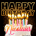 Nicolaus - Animated Happy Birthday Cake GIF for WhatsApp