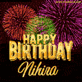 Wishing You A Happy Birthday, Nihira! Best fireworks GIF animated greeting card.