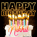 Nikhil - Animated Happy Birthday Cake GIF for WhatsApp