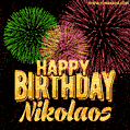 Wishing You A Happy Birthday, Nikolaos! Best fireworks GIF animated greeting card.