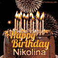 Chocolate Happy Birthday Cake for Nikolina (GIF)