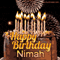 Chocolate Happy Birthday Cake for Nimah (GIF)