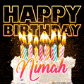 Nimah - Animated Happy Birthday Cake GIF Image for WhatsApp