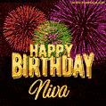 Wishing You A Happy Birthday, Niva! Best fireworks GIF animated greeting card.