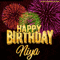 Wishing You A Happy Birthday, Niya! Best fireworks GIF animated greeting card.