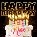 Noe - Animated Happy Birthday Cake GIF Image for WhatsApp
