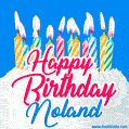 Happy Birthday GIF for Noland with Birthday Cake and Lit Candles