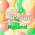 Happy Birthday Image for Noland. Colorful Birthday Balloons GIF Animation.