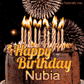 Chocolate Happy Birthday Cake for Nubia (GIF)