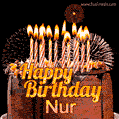 Chocolate Happy Birthday Cake for Nur (GIF)