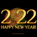 Happy New 2022 Year Red Green & Yellow Fireworks Greeting eCard