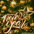 Amazing gold lettering and blinking stars Happy New Year 2022 image