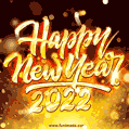Spectacular golden sparkles and glitter happy new year 2022 animated image (gif)