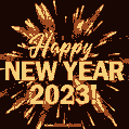 Happy New Year 2023! Fantastic fireworks animated GIF.