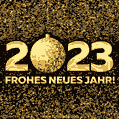 Frohes neues Jahr 2023! Goldener Sternenstaub-Effekt GIF.
