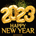 Elegant 2023 New Year GIF - Golden balloons and amazing fireworks