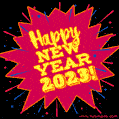 New Year 2023 comic style GIF animated image