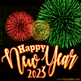 Colorful Fireworks Happy New Year 2023 Animated Image for WhatsApp