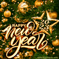 Amazing gold lettering and blinking stars Happy New Year 2023 image