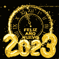 Feliz año nuevo 2023, gif de reloj
