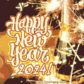 Champagne and Sparklers Happy New Year 2024 Animated Image (GIF)