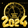 New Year 2024 golden clock Clock GIF