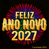 GIF de celebração com a mensagem de Ano Novo em destaque, cercada por uma aureola de faíscas coloridas e dinâmicas que preenchem a tela com alegria.