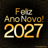 Cartão de Ano Novo com estética visual de luxo, apresentando um padrão pontilhado dourado que gira suavemente atrás da mensagem de boas festas.