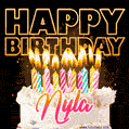 Nyla - Animated Happy Birthday Cake GIF Image for WhatsApp