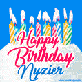 Happy Birthday GIF for Nyzier with Birthday Cake and Lit Candles