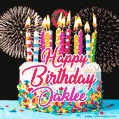 Amazing Animated GIF Image for Oaklee with Birthday Cake and Fireworks