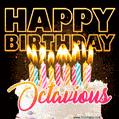 Octavious - Animated Happy Birthday Cake GIF for WhatsApp