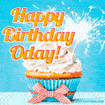 Happy Birthday, Oday! Elegant cupcake with a sparkler.