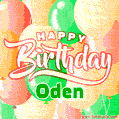 Happy Birthday Image for Oden. Colorful Birthday Balloons GIF Animation.