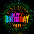 New Bursting with Colors Happy Birthday Ole GIF and Video with Music
